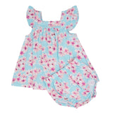 Pretty Pink Floral Ruffle Dress with Bloomer Aaria Tees