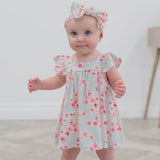 Pretty Pink Floral Ruffle Dress with Bloomer Aaria Tees