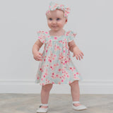 Pretty Pink Floral Ruffle Dress with Bloomer Aaria Tees