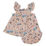 Retro Roller Skates Ruffle Dress with Bloomer Aaria Tees