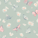 Mint Butterfly Daisy Bamboo Ruffle Baby Footie Aaria Tees