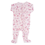 Pink Western Boots Ruffle Baby Footie Aaria Tees