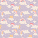 Lavender Rainbows and Clouds Ruffle Baby Footie Aaria Tees