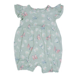 Mint Butterfly Daisy Bamboo Ruffle Romper Aaria Tees