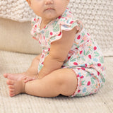Ladybug Flower Garden Ruffle Romper Aaria Tees