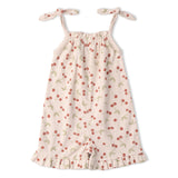 Organic Ruffle Jumpsuit - Cherry - Aaria Tees Aaria Tees