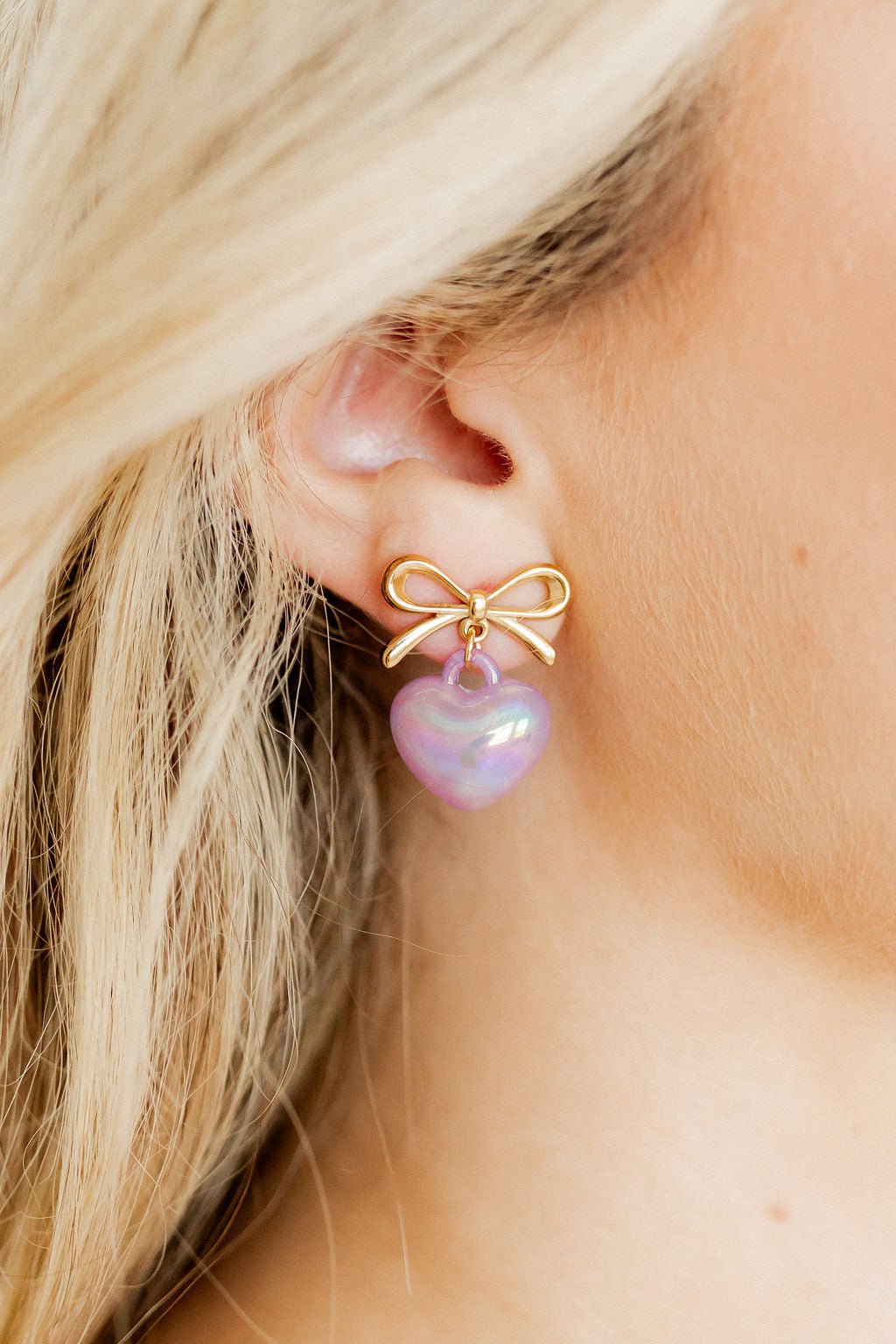 Ruthie Bow and Heart Earring - Purple - Aaria Tees Aaria Tees