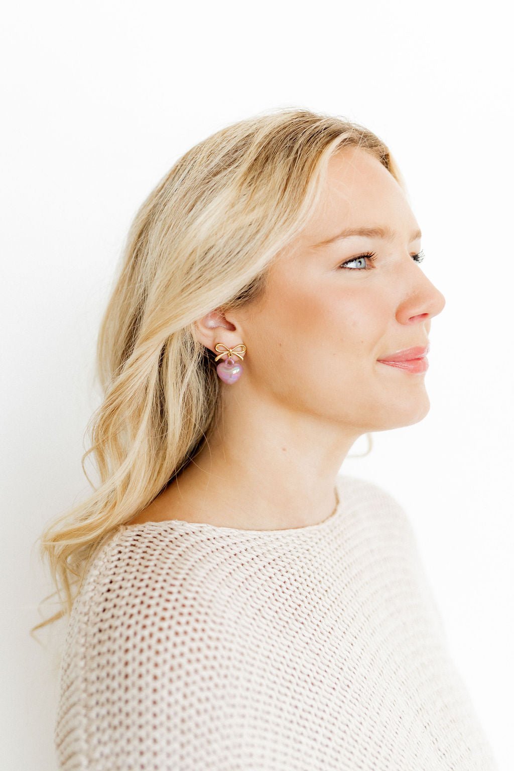 Ruthie Bow and Heart Earring - Purple - Aaria Tees Aaria Tees