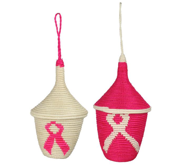 Rwandan Basket Pink Ribbon Ornament - Aaria Tees Aaria Tees