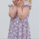 Lavender Rainbows and Clouds Smocked Vintage Dress Aaria Tees