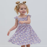 Lavender Rainbows and Clouds Smocked Vintage Dress Aaria Tees