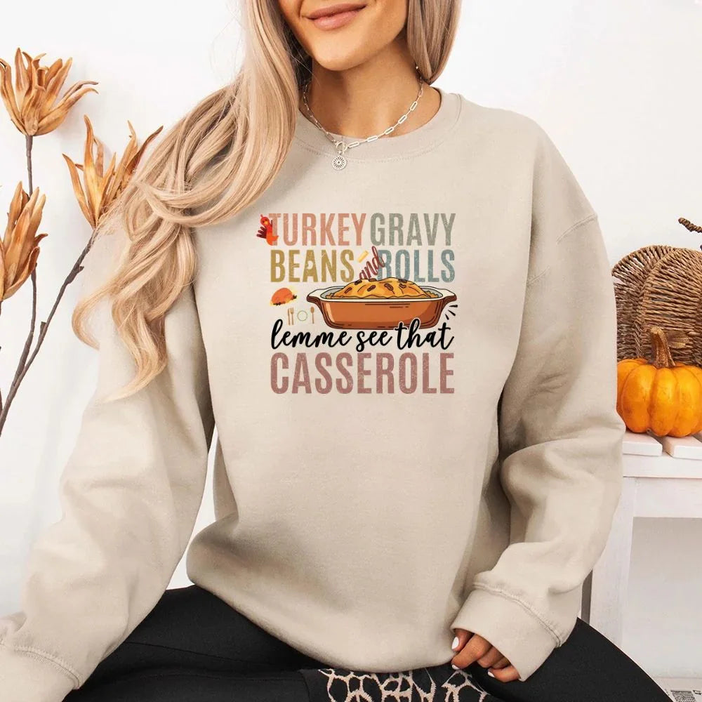 Turkey Gravy Beans & Rolls Sweatshirt – Funny Thanksgiving Casserole Crewneck - Aaria Tees Aaria Tees