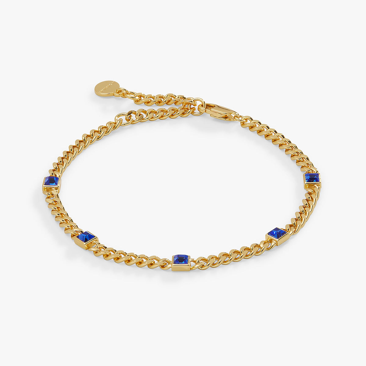 September Birthstone Sapphire Curb Chain Bracelet - Aaria Tees