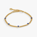 September Birthstone Sapphire Curb Chain Bracelet - Aaria Tees Aaria Tees