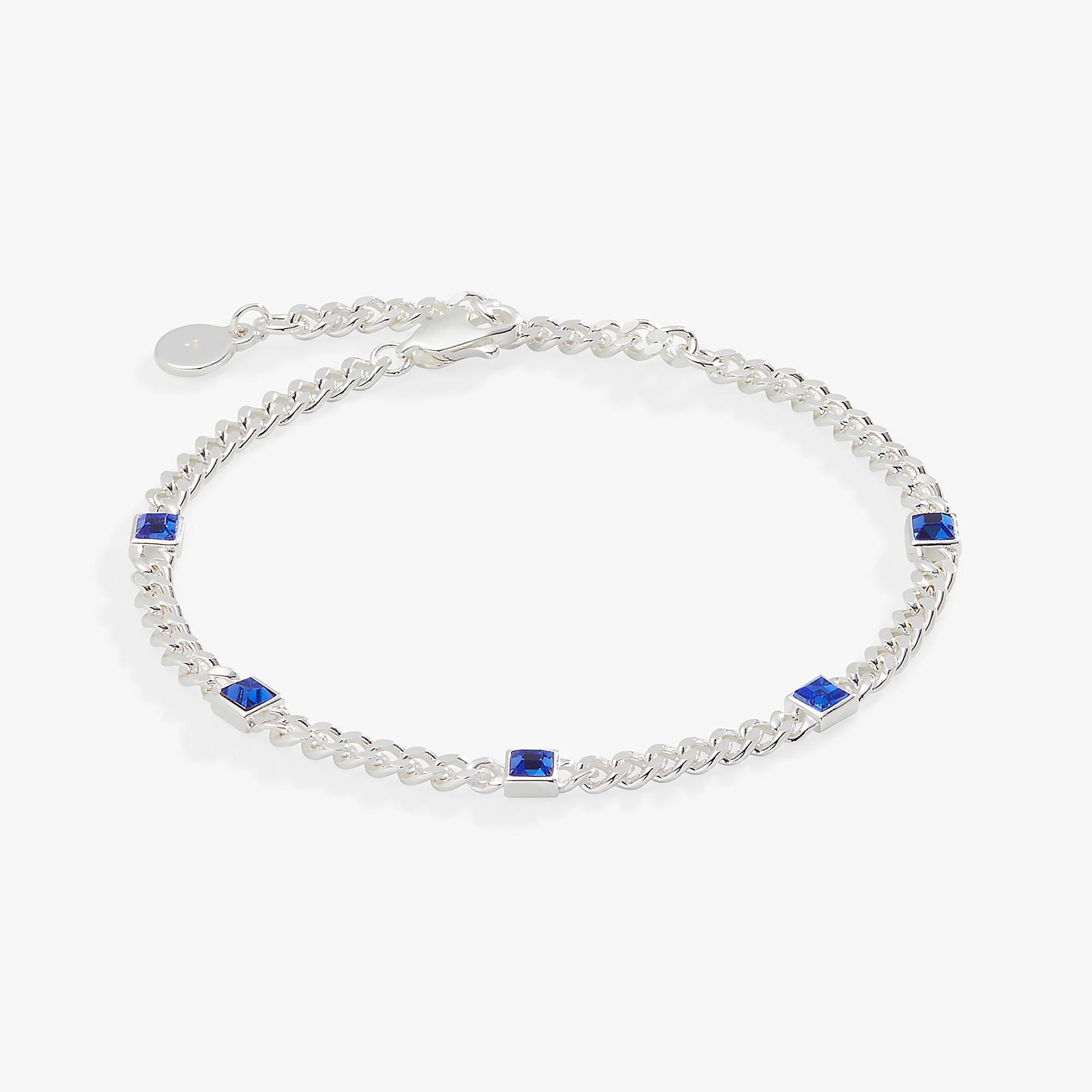 September Birthstone Sapphire Curb Chain Bracelet - Aaria Tees Aaria Tees