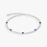 September Birthstone Sapphire Curb Chain Bracelet - Aaria Tees Aaria Tees