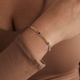 September Birthstone Sapphire Curb Chain Bracelet - Aaria Tees Aaria Tees