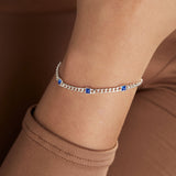 September Birthstone Sapphire Curb Chain Bracelet - Aaria Tees Aaria Tees
