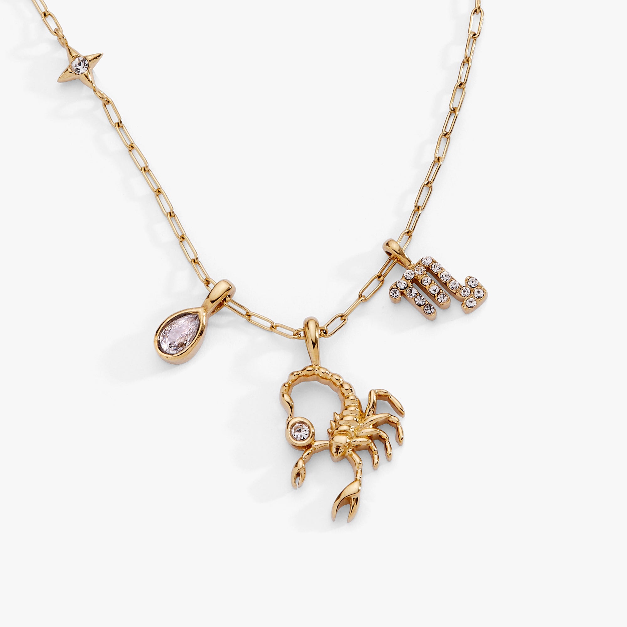 Scorpio Zodiac Charm Cluster Necklace - Aaria Tees Aaria Tees