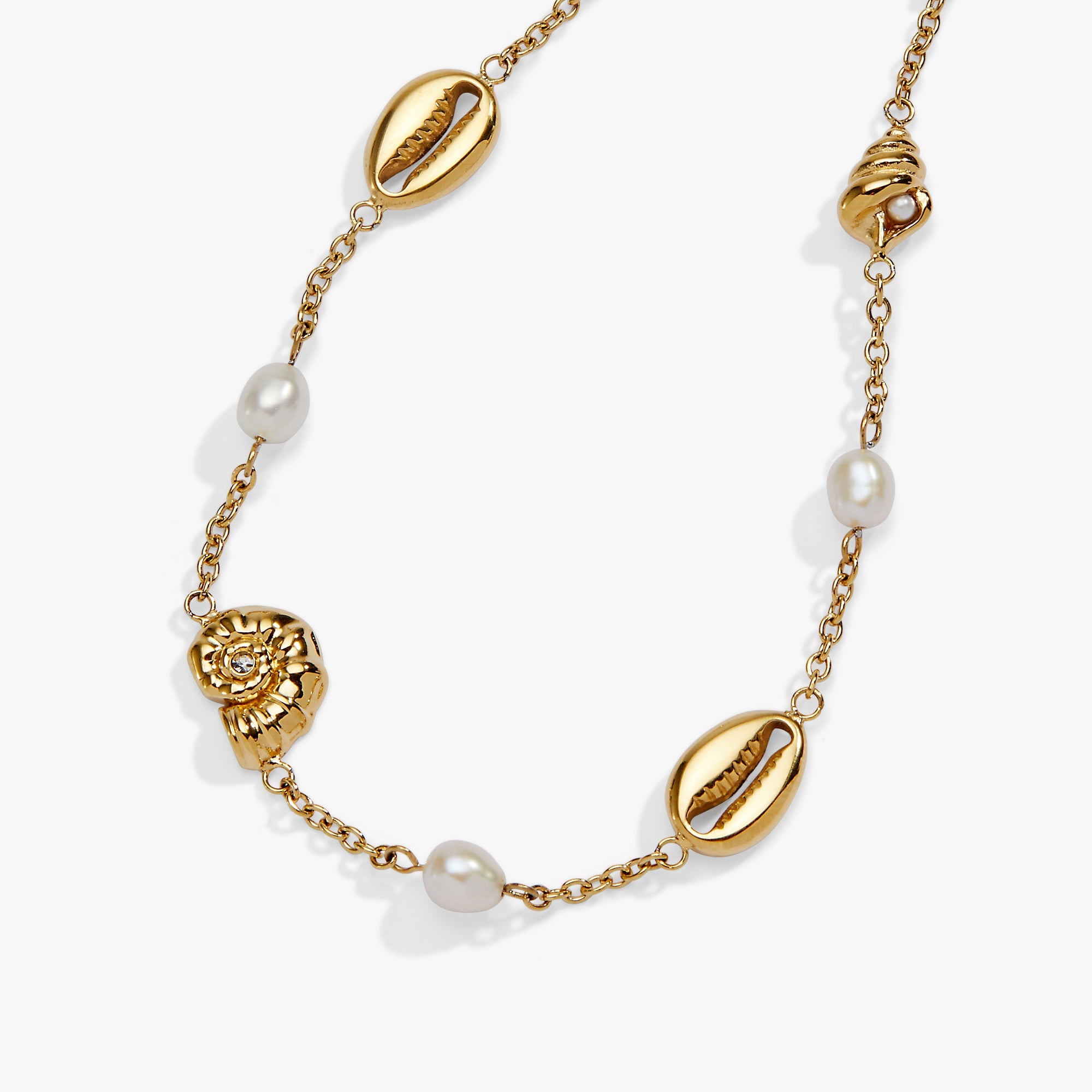 Seashell & Pearl Inline Charm Anklet - Aaria Tees Aaria Tees