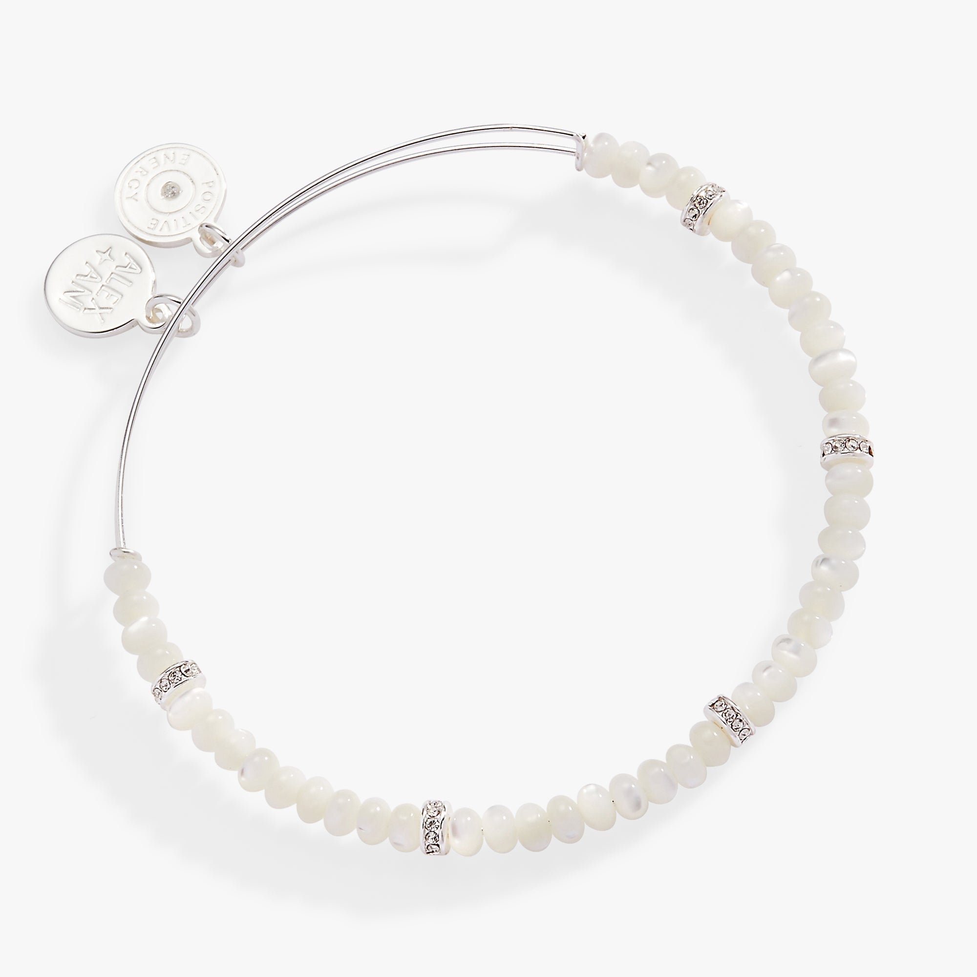White Semi-Precious Rondelle Beaded Bangle - Aaria Tees Aaria Tees