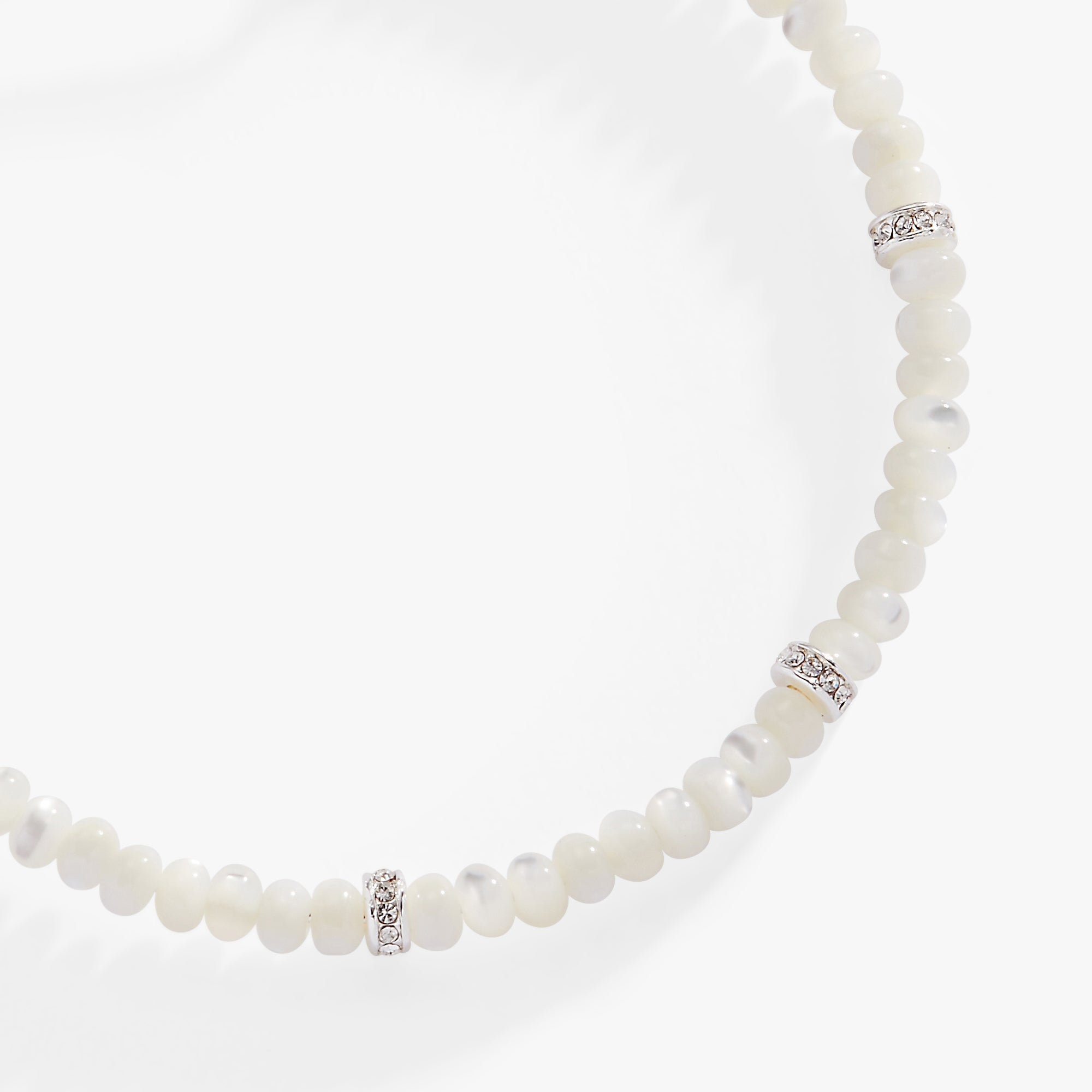 White Semi-Precious Rondelle Beaded Bangle - Aaria Tees Aaria Tees