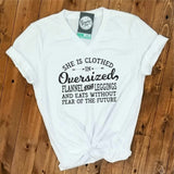 She is Clothed in Oversized Flannel and Leggings... - V-Neck Tee - Aaria Tees Aaria Tees