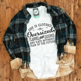 She is Clothed in Oversized Flannel and Leggings... - V-Neck Tee - Aaria Tees Aaria Tees