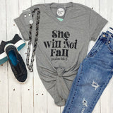 She Will Not Fall - V-Neck Tee - Aaria Tees Aaria Tees