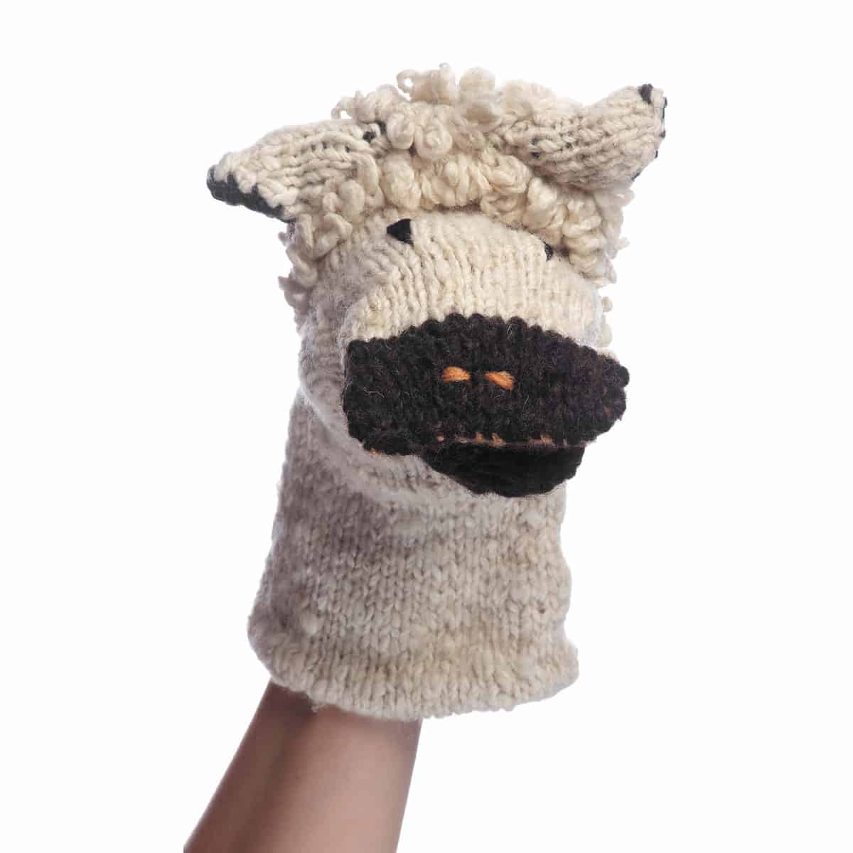 Organic Wool Knit Hand Puppet  | Sawyer the Sheep - Aaria Tees