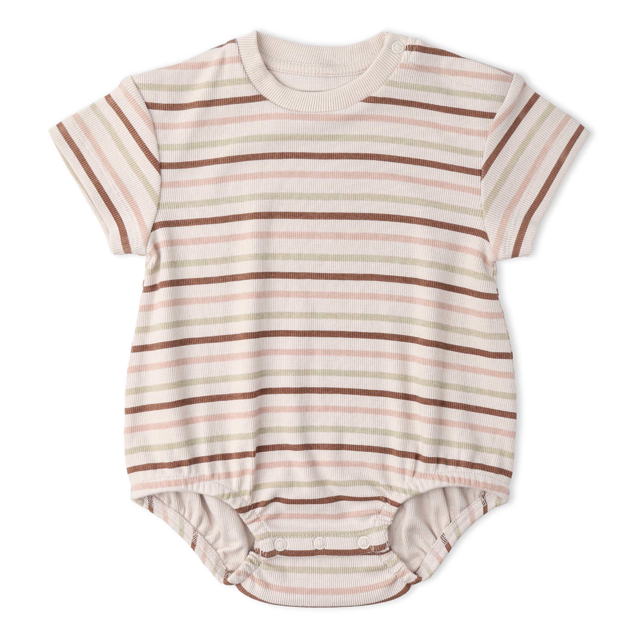 Organic Short Sleeve Bubble Romper - Terra Stripes - Aaria Tees Aaria Tees