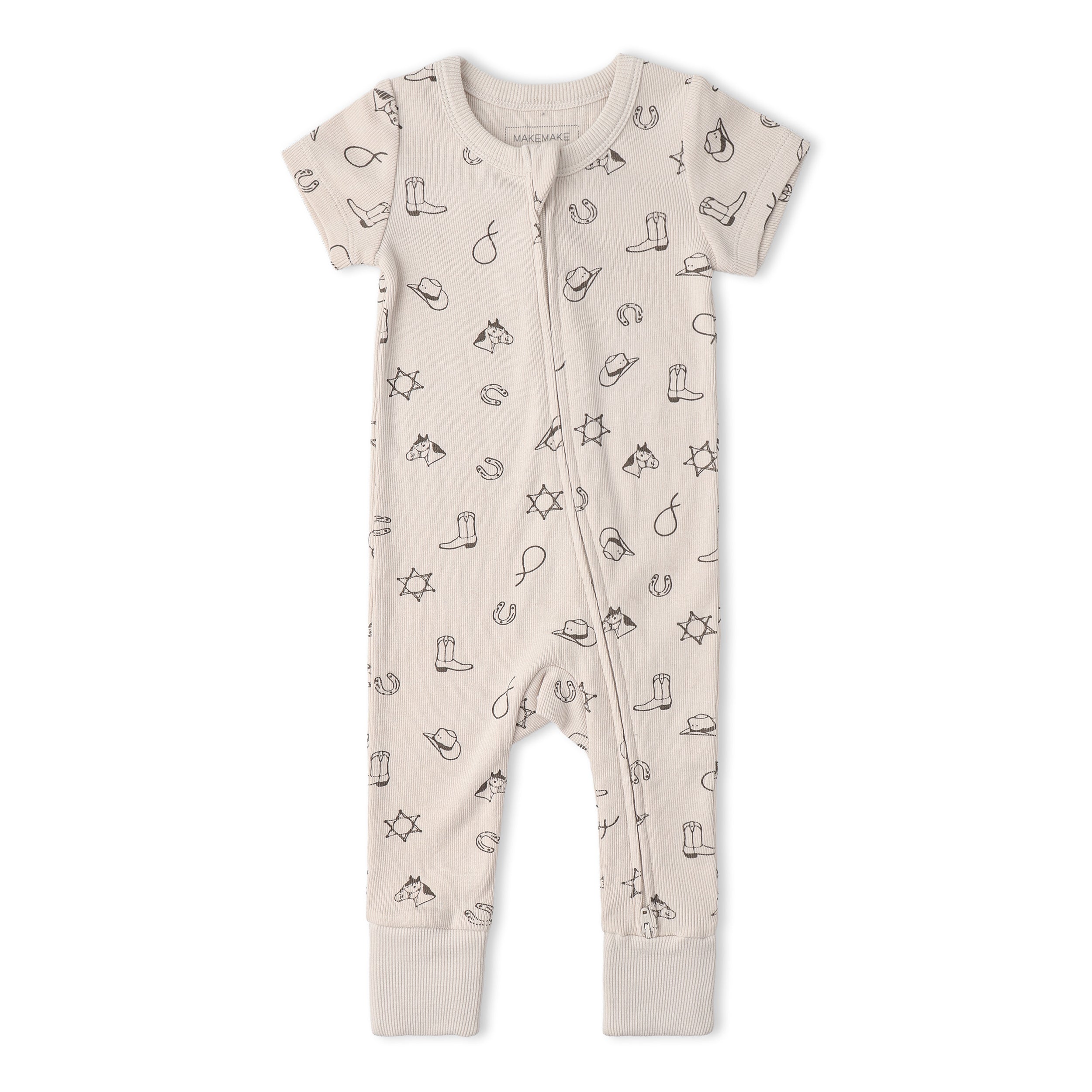 Organic Short Sleeve Zip Romper - Rodeo - Aaria Tees Aaria Tees