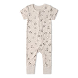 Organic Short Sleeve Zip Romper - Rodeo - Aaria Tees Aaria Tees