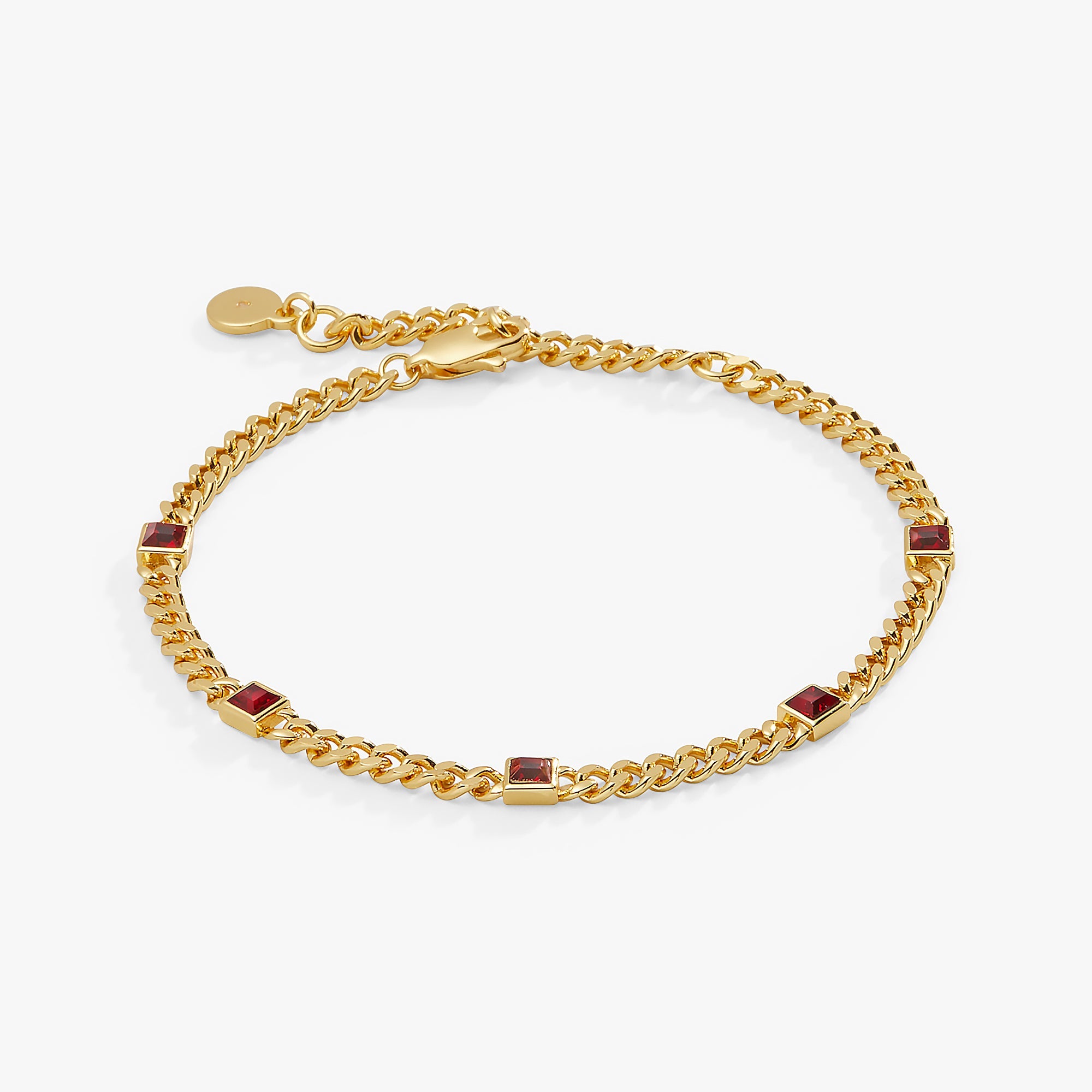 January Birthstone Scarlet Curb Chain Bracelet - Aaria Tees Aaria Tees
