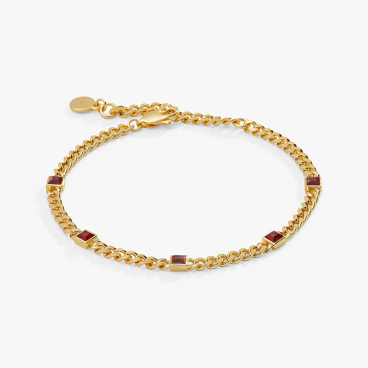 January Birthstone Scarlet Curb Chain Bracelet - Aaria Tees