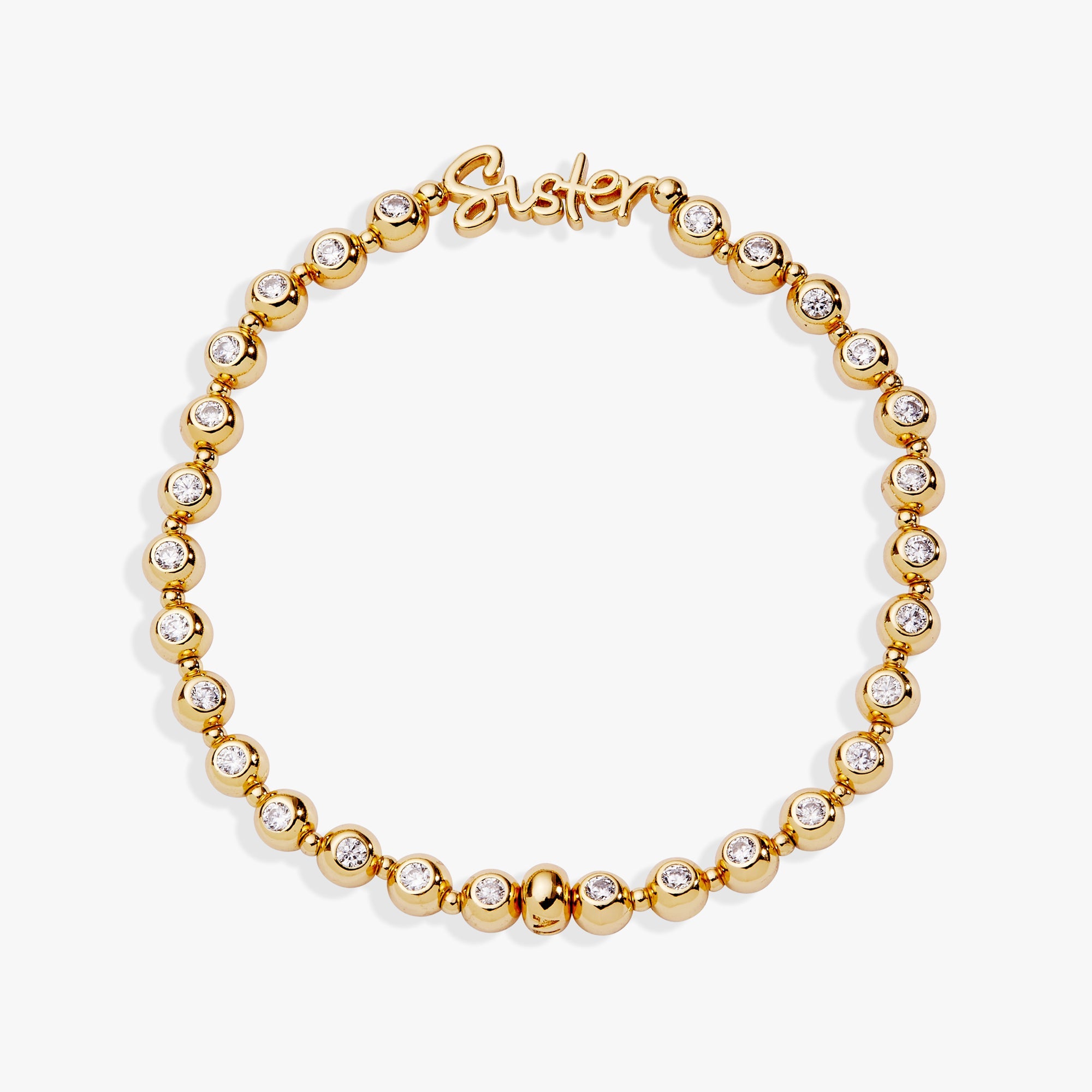 Sister Elongated Crystal Stretch Bracelet - Aaria Tees Aaria Tees