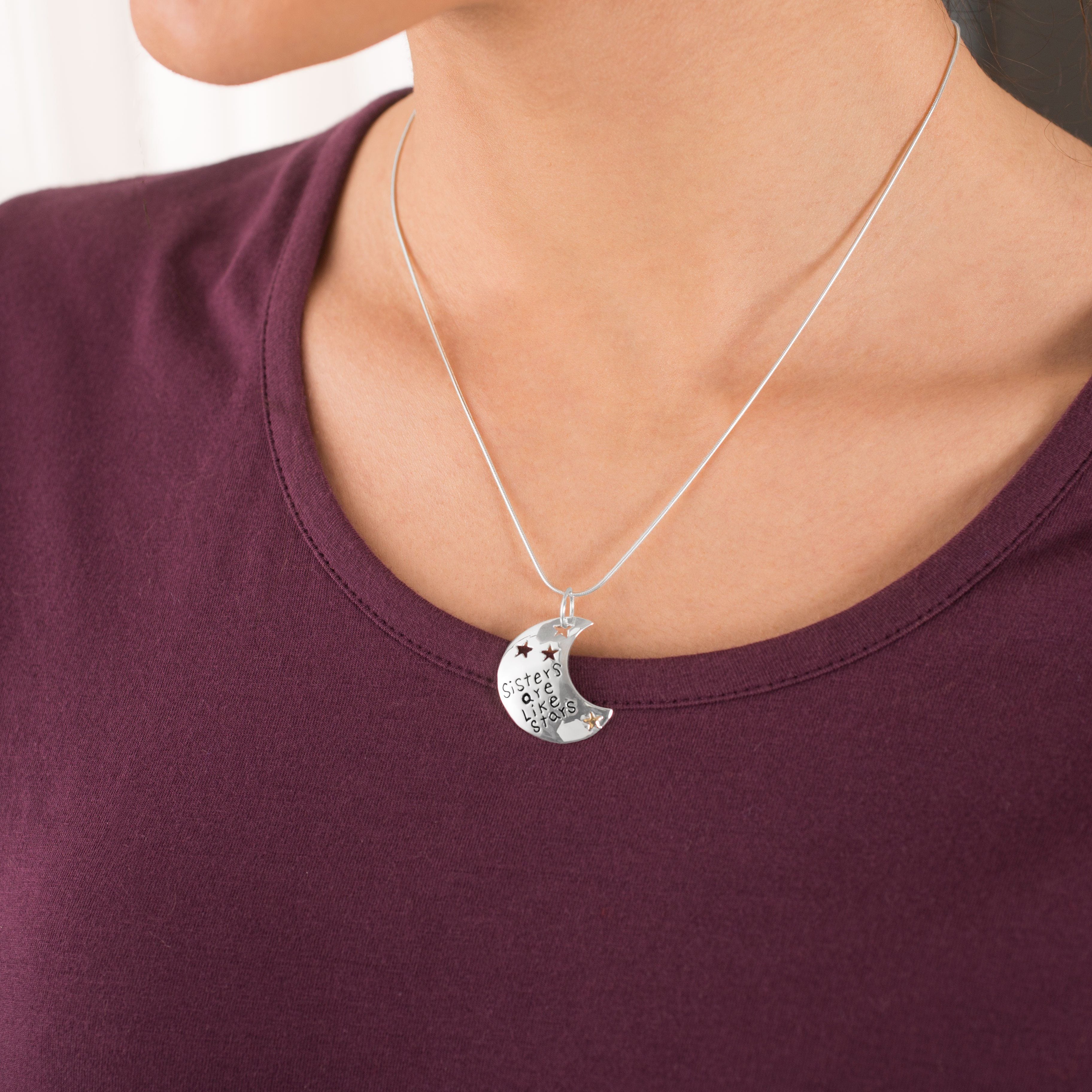 Sisters Are Like Stars Sterling & Brass Necklace - Aaria Tees Aaria Tees