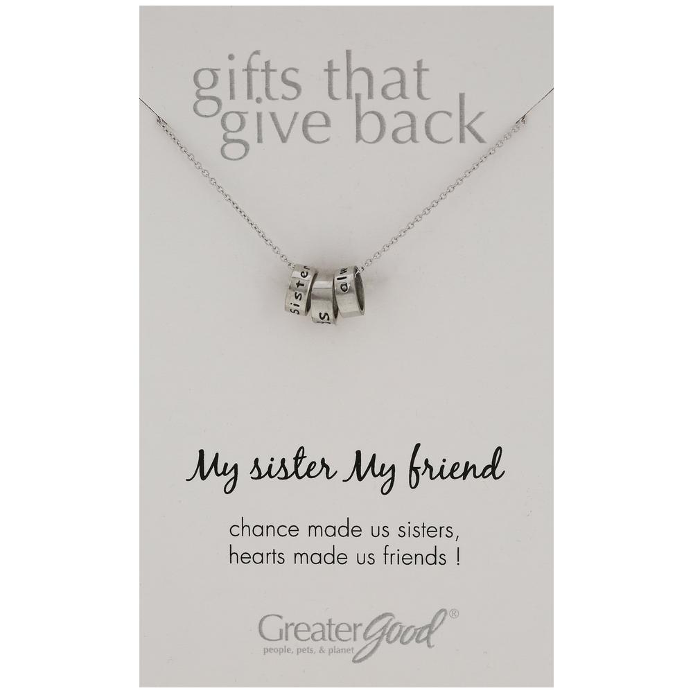 Sisters Friends Always Pewter Necklace - Aaria Tees Aaria Tees