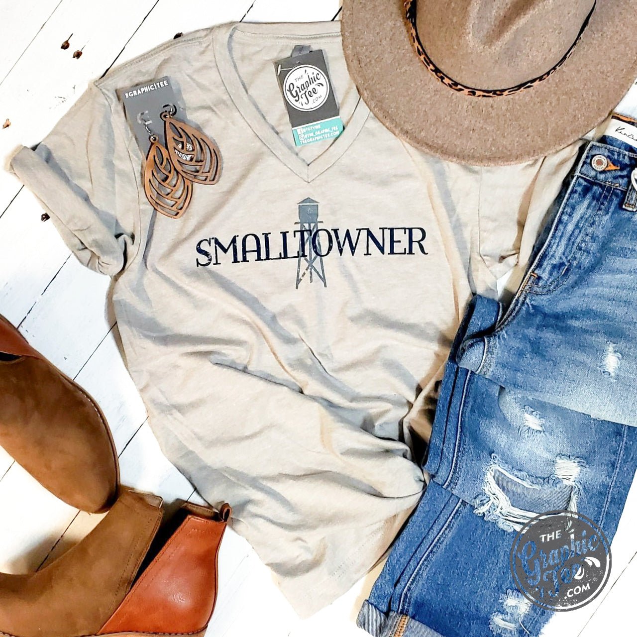 Smalltowner - Unisex V-Neck Tee - Aaria Tees Aaria Tees