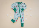 Snow Day Green (Convertible Zip Footies) - Aaria Tees Aaria Tees