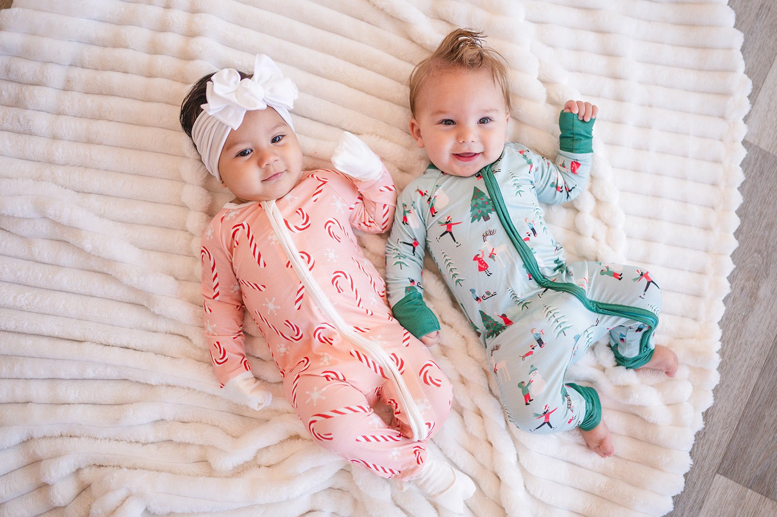 Snow Day Green (Convertible Zip Footies) - Aaria Tees Aaria Tees