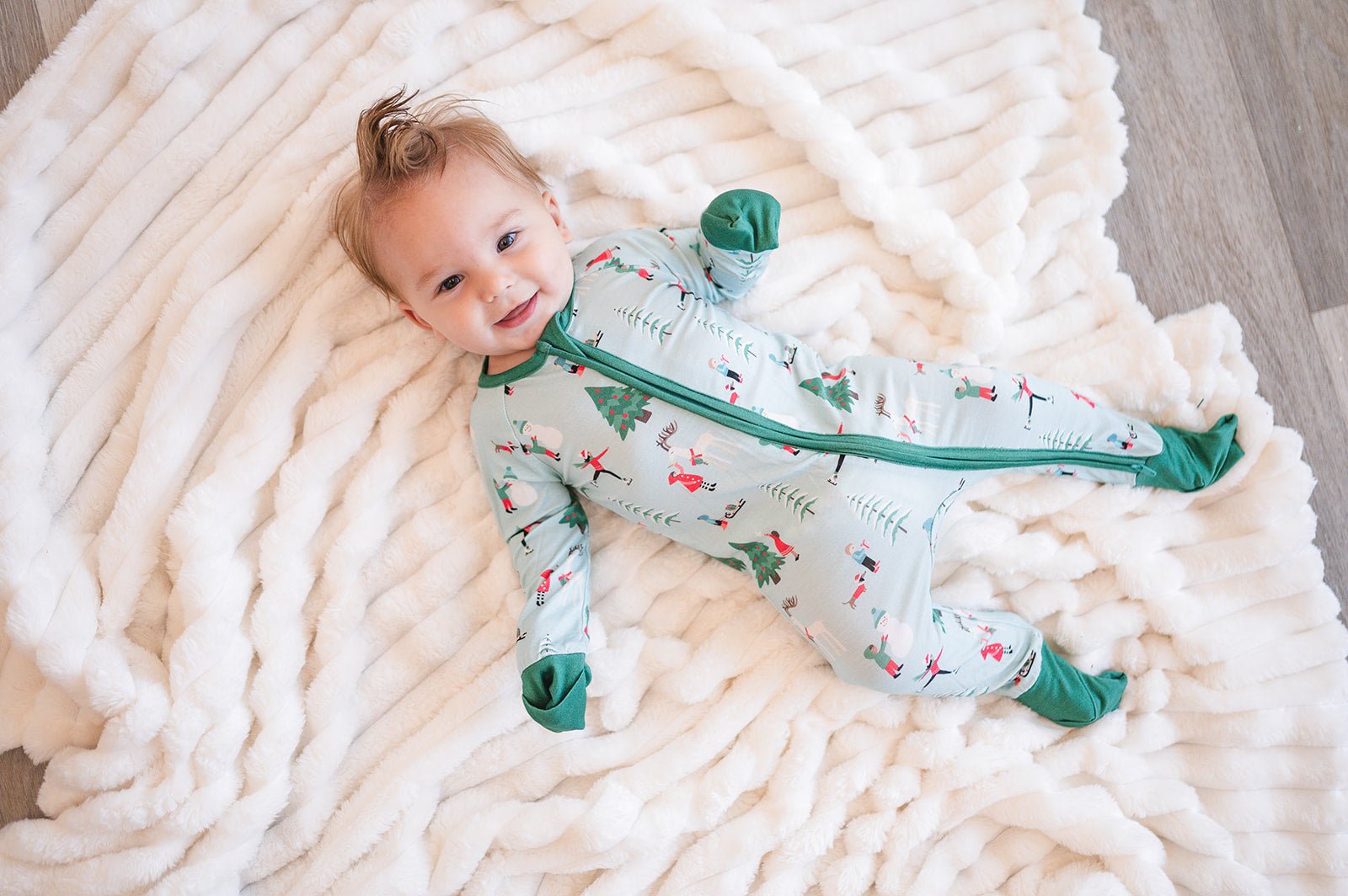 Snow Day Green (Convertible Zip Footies) - Aaria Tees Aaria Tees