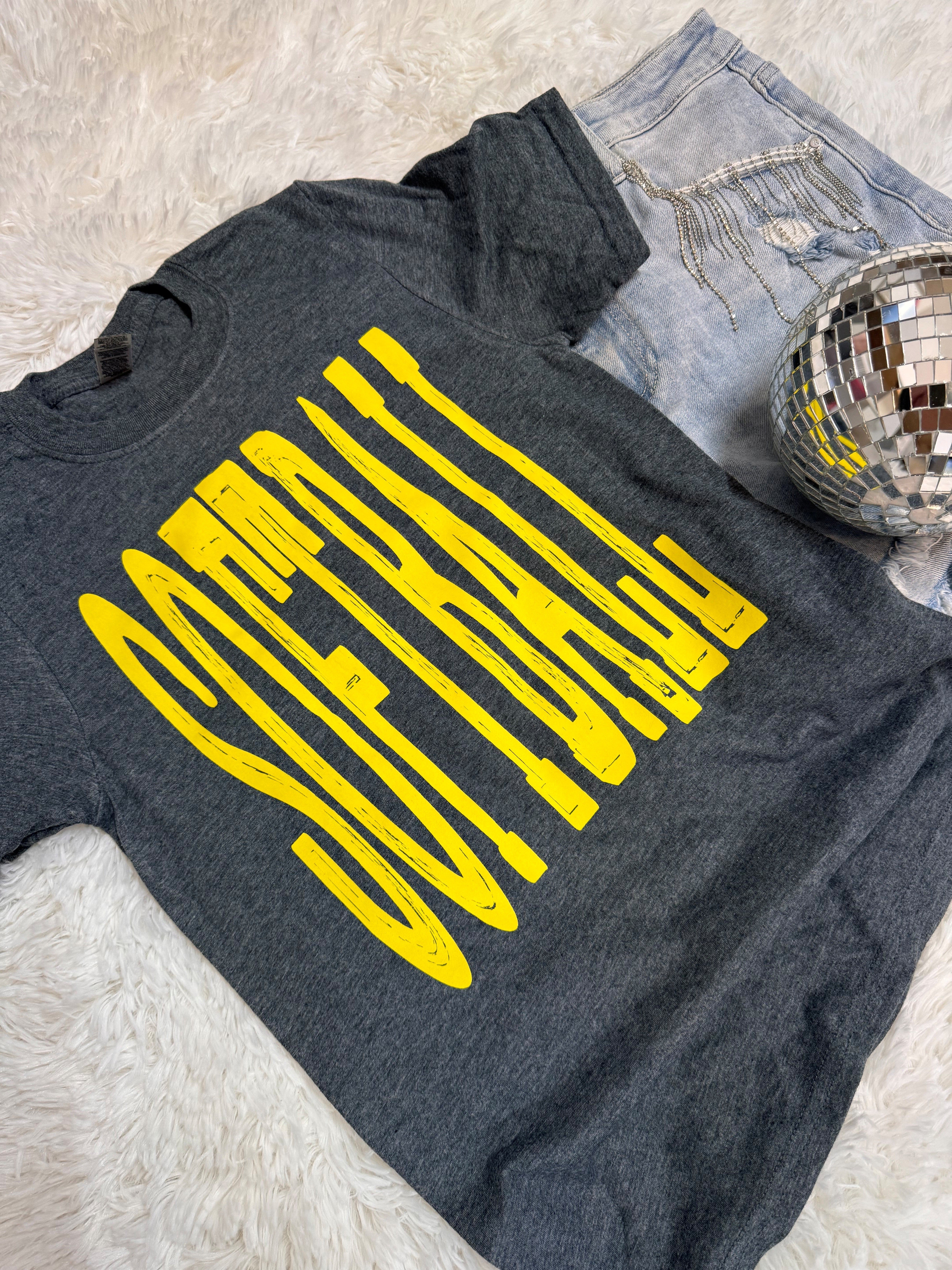 Softball Neon Yellow Screenprinted Graphic Tee - Aaria Tees Aaria Tees