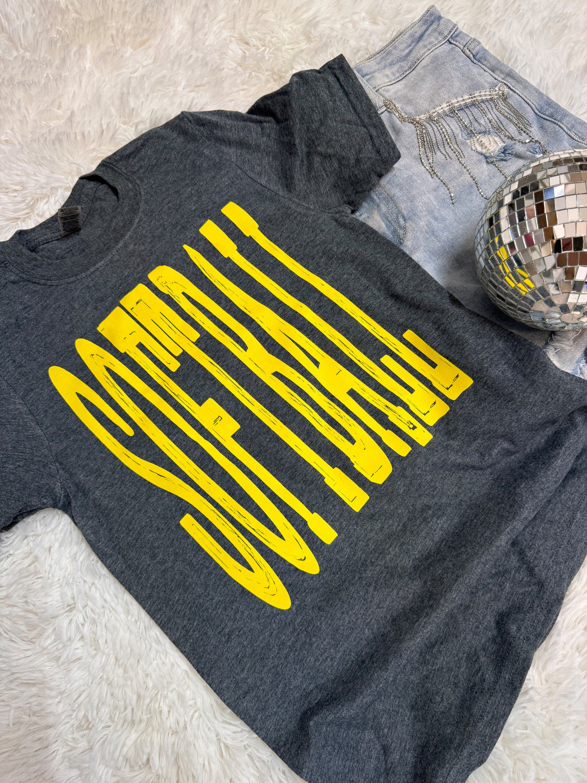 Softball Neon Yellow Screenprinted Graphic Tee - Aaria Tees