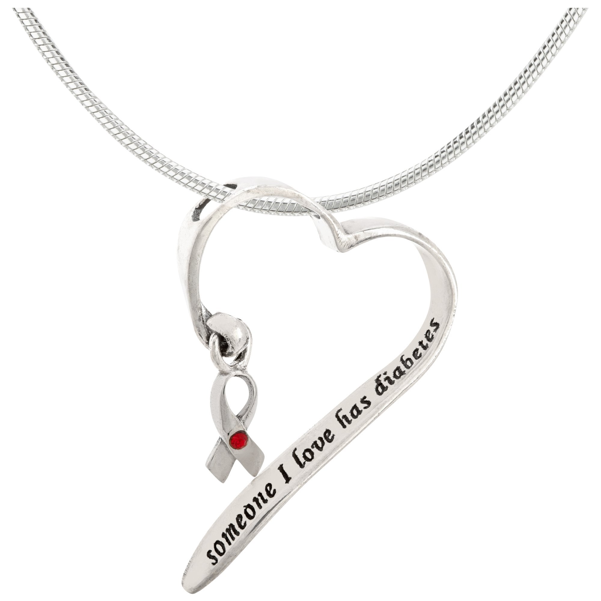 Someone I Love Has Diabetes Sterling Heart Necklace - Aaria Tees Aaria Tees