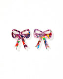 Sophia  Bow Earrings - Pink Birthday Confetti - Aaria Tees Aaria Tees
