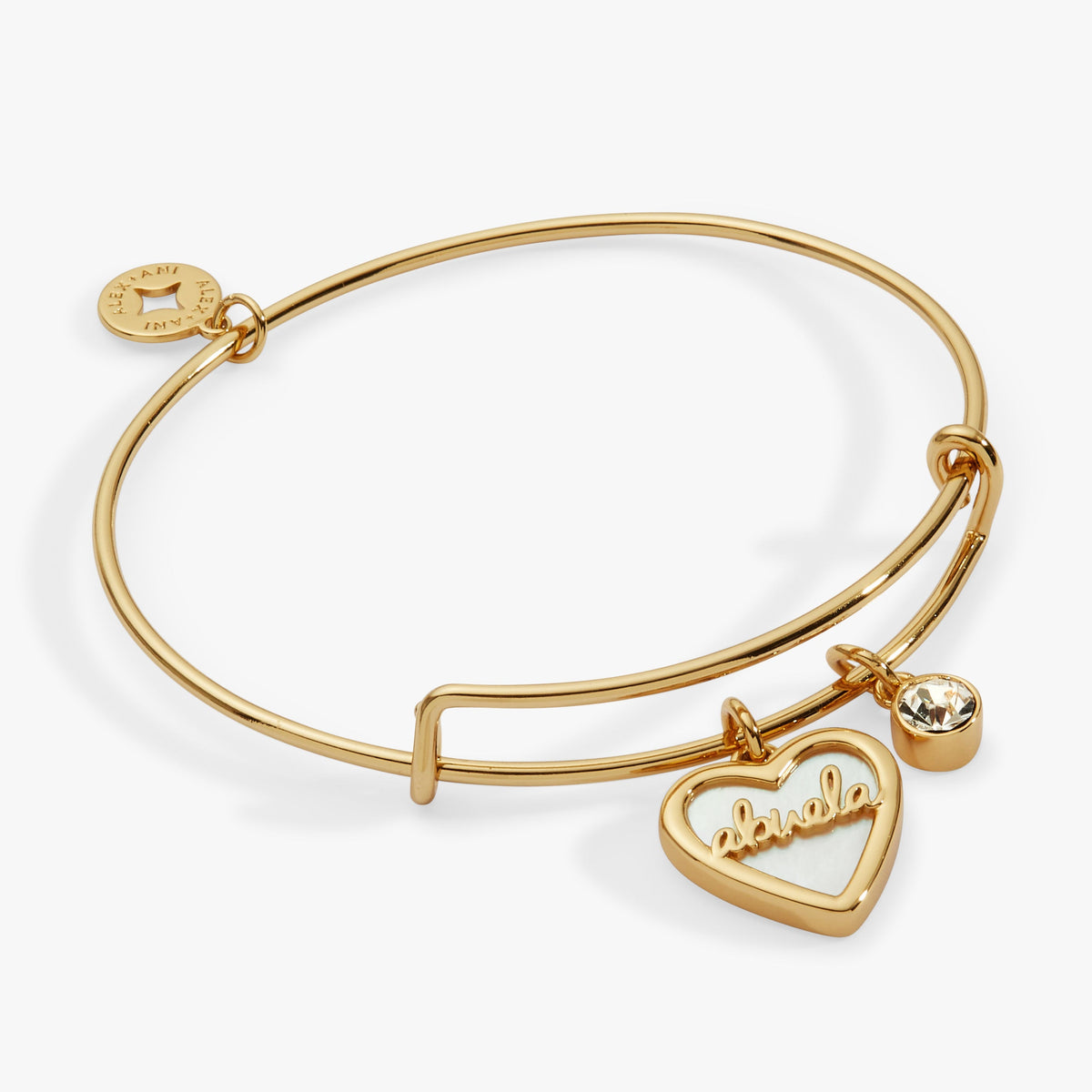 Abuela Mother of Pearl Heart Charm Bangle - Aaria Tees