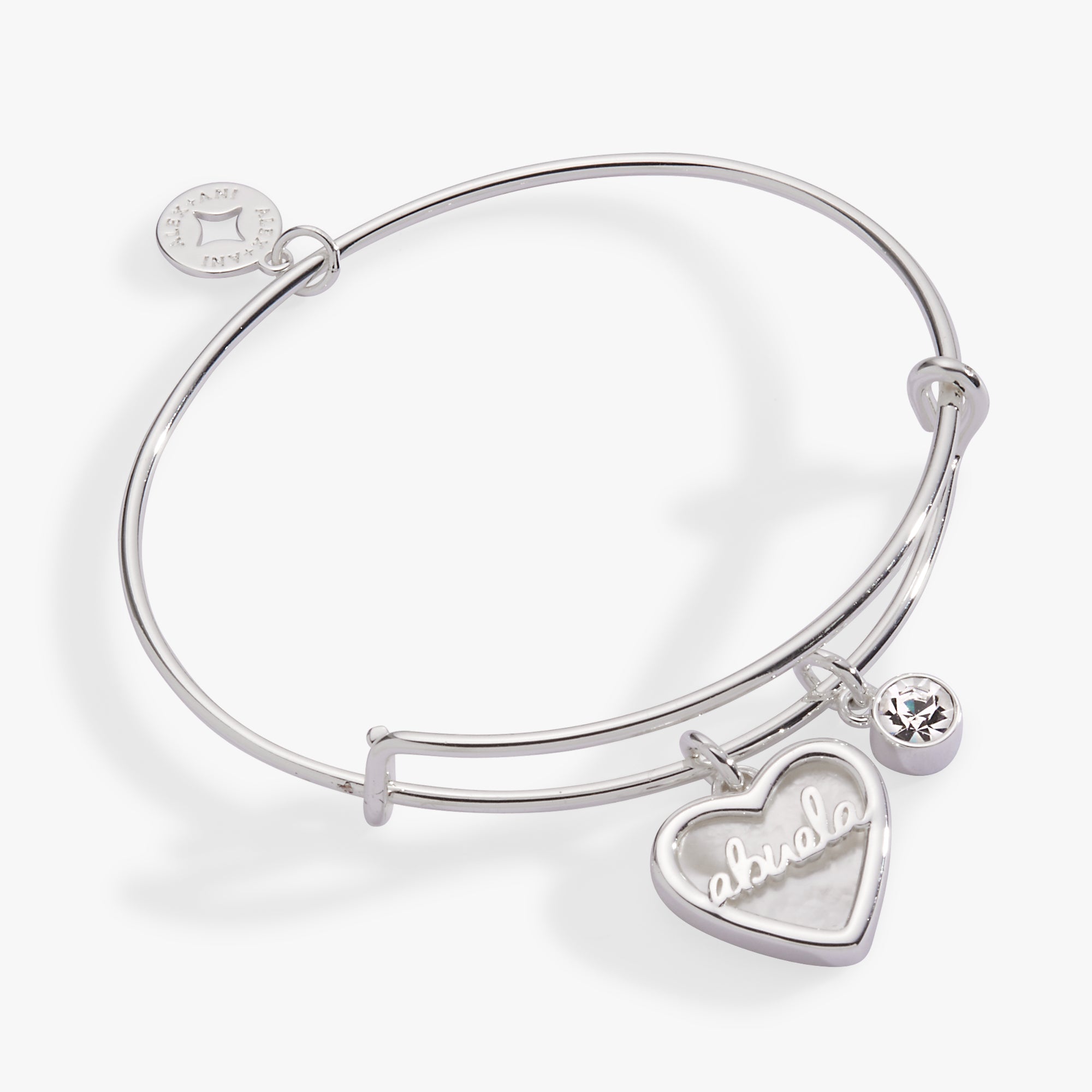 Abuela Mother of Pearl Heart Charm Bangle - Aaria Tees Aaria Tees