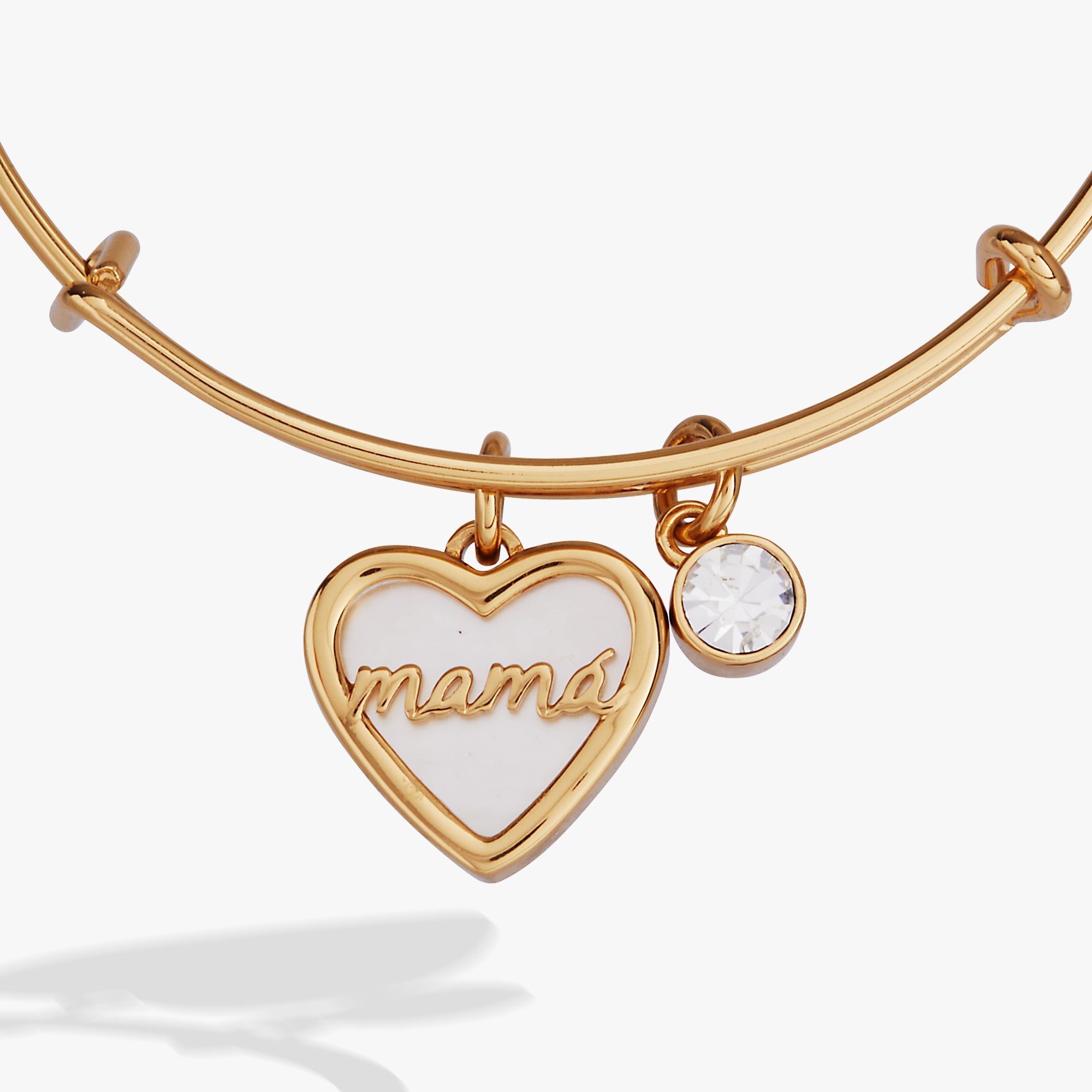 Mamá Mother of Pearl Heart Charm Bangle - Aaria Tees Aaria Tees