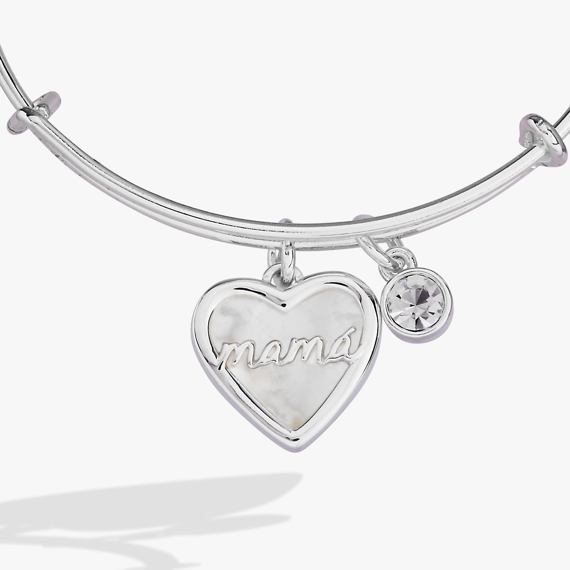 Mamá Mother of Pearl Heart Charm Bangle - Aaria Tees Aaria Tees